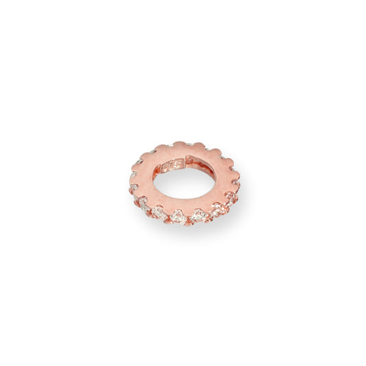 Breloque roue en or rose 9 carats et cristal CZ transparent