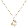 Collier avec pendentif en forme de fleur en or 9 carats et cristal CZ transparent, 40 à 50 cm