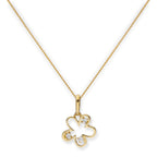 Collier avec pendentif en forme de fleur en or 9 carats et cristal CZ transparent, 40 à 50 cm