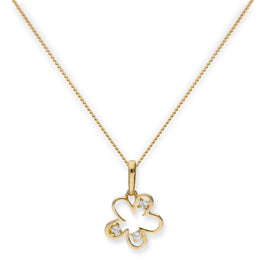 Collier avec pendentif en forme de fleur en or 9 carats et cristal CZ transparent, 40 à 50 cm