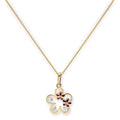 Pendentif en or 9 carats et cristal CZ transparent avec contour de fleur et fleurs en or rose