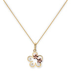 Pendentif en or 9 carats et cristal CZ transparent avec contour de fleur et fleurs en or rose