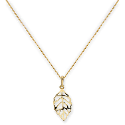 Collier pendentif feuille découpée en or 9 carats, 40 à 50 cm