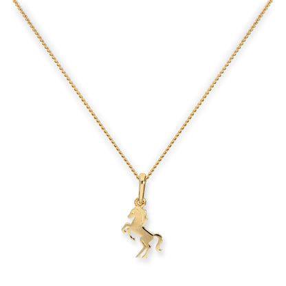 Collier avec pendentif cheval cabré en or 9 carats, 40 à 50 cm