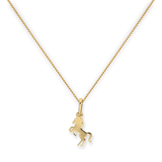 Collier avec pendentif cheval cabré en or 9 carats, 40 à 50 cm