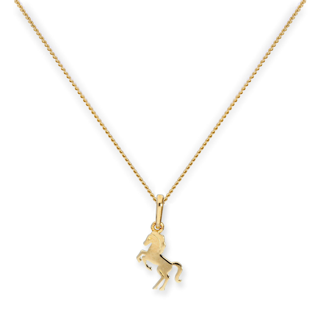 Collier avec pendentif cheval cabré en or 9 carats, 40 à 50 cm