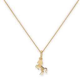 Collier avec pendentif cheval cabré en or 9 carats, 40 à 50 cm