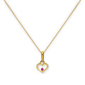 Collier avec pendentif en forme de cœur en or 9 carats et cristal CZ rubis, 40 à 50 cm