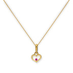 Collier avec pendentif en forme de cœur en or 9 carats et cristal CZ rubis, 40 à 50 cm