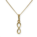 Collier avec pendentif symbole de l'infini en or 9 carats, 40 à 50 cm