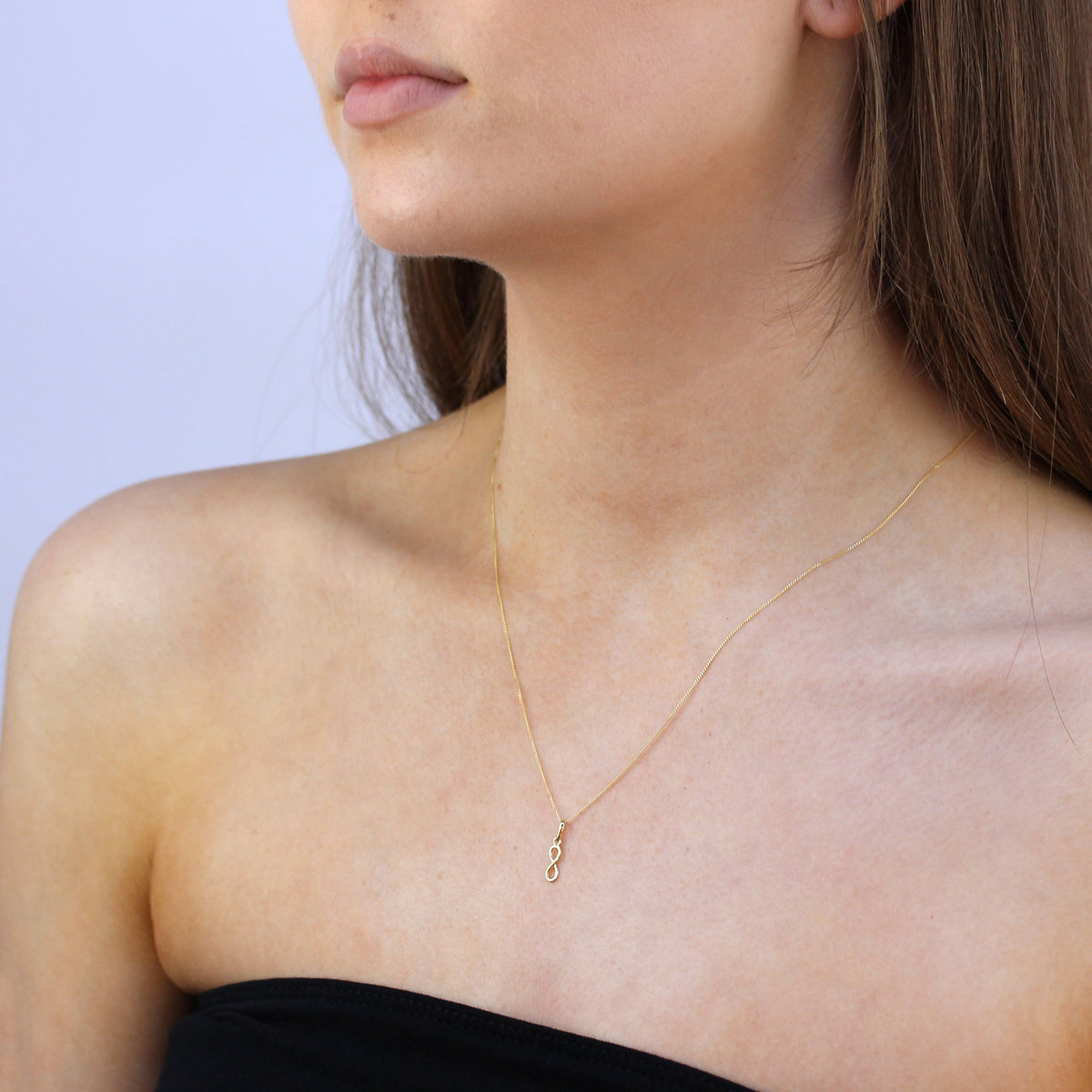 Collier avec pendentif symbole de l'infini en or 9 carats, 40 à 50 cm