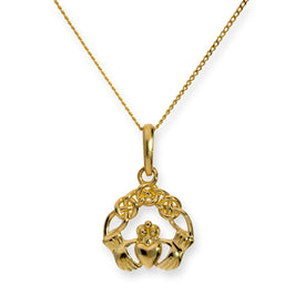 Collier pendentif Claddagh en or 9 carats de 40 à 50 cm