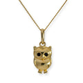 Collier avec pendentif hibou en or 9 carats et cristal CZ noir, 40 à 50 cm
