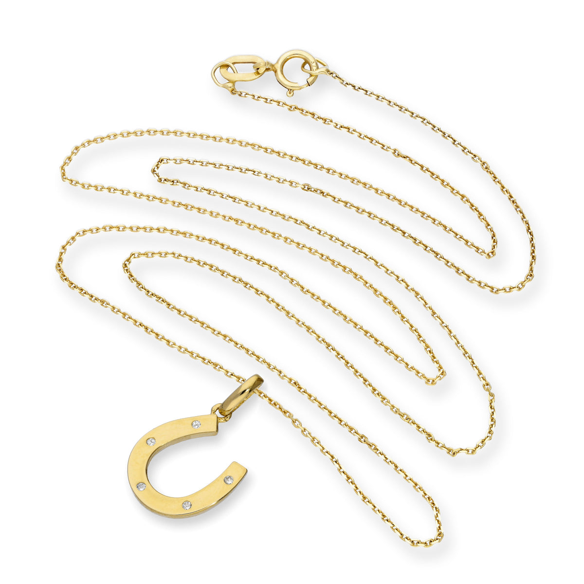 Collier avec pendentif en forme de fer à cheval en or 9 carats et cristal CZ transparent