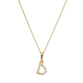 Pendentif lettre D en or 9 carats et cristal CZ transparent sur chaîne de 40 à 50 cm