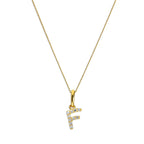 Pendentif lettre F en or 9 carats et cristal CZ transparent sur chaîne de 40 à 50 cm