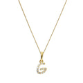 Pendentif lettre G en or 9 carats et cristal CZ transparent sur chaîne de 40 à 50 cm