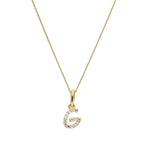Pendentif lettre G en or 9 carats et cristal CZ transparent sur chaîne de 40 à 50 cm