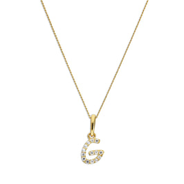 Pendentif lettre G en or 9 carats et cristal CZ transparent sur chaîne de 40 à 50 cm