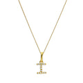 Pendentif lettre I en or 9 carats et cristal CZ transparent sur chaîne de 40 à 50 cm