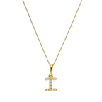 Pendentif lettre I en or 9 carats et cristal CZ transparent sur chaîne de 40 à 50 cm