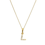 Pendentif lettre L en or 9 carats et cristal CZ transparent sur chaîne de 40 à 50 cm
