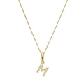 Pendentif lettre M en or 9 carats et cristal CZ transparent sur chaîne de 40 à 50 cm