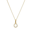 Pendentif lettre O en or 9 carats et cristal CZ transparent sur chaîne de 40 à 50 cm