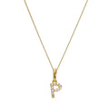 Pendentif lettre P en or 9 carats et cristal CZ transparent sur chaîne de 40 à 50 cm