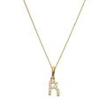 Pendentif lettre R en or 9 carats et cristal CZ transparent sur chaîne de 40 à 50 cm