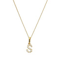 Pendentif lettre S en or 9 carats et cristal CZ transparent sur chaîne de 40 à 50 cm