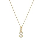 Pendentif lettre S en or 9 carats et cristal CZ transparent sur chaîne de 40 à 50 cm