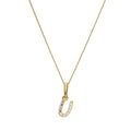 Pendentif lettre U en or 9 carats et cristal CZ transparent sur chaîne de 40 à 50 cm