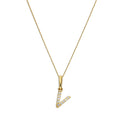 Pendentif lettre V en or 9 carats et cristal CZ transparent sur chaîne de 40 à 50 cm
