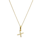 Pendentif lettre X en or 9 carats et cristal CZ transparent sur chaîne de 40 à 50 cm