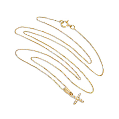 Pendentif lettre X en or 9 carats et cristal CZ transparent sur chaîne de 40 à 50 cm