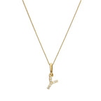 Pendentif lettre Y en or 9 carats et cristal CZ transparent sur chaîne de 40 à 50 cm