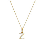 Pendentif lettre Z en or 9 carats et cristal CZ transparent sur chaîne de 40 à 50 cm