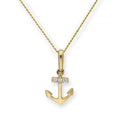 Collier avec pendentif ancre en or 9 carats et cristal CZ transparent