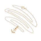 Collier avec pendentif ancre en or 9 carats et cristal CZ transparent
