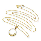 Collier avec pendentif en forme de cercle découpé en or 9 carats et cristal CZ transparent