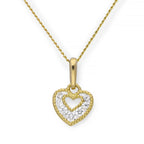 Collier avec pendentif en forme de cœur découpé en or 9 carats et cristal CZ transparent