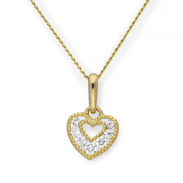 Collier avec pendentif en forme de cœur découpé en or 9 carats et cristal CZ transparent