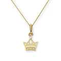 Collier avec pendentif couronne royale en or 9 carats et cristal CZ transparent