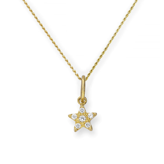 Collier avec pendentif étoile en or 9 carats et cristal CZ transparent