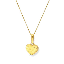 Collier avec pendentif en forme de cœur en or 9 carats avec finition martelée