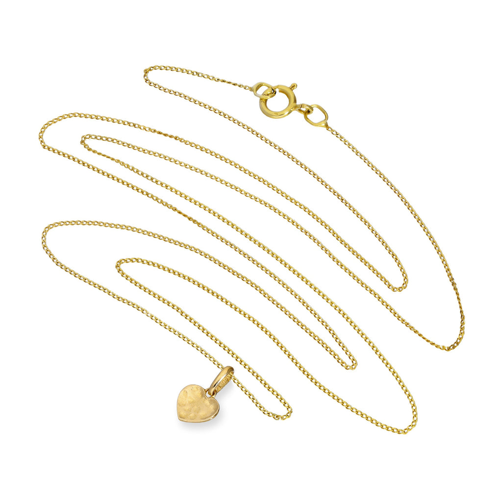 Collier avec pendentif en forme de cœur en or 9 carats avec finition martelée