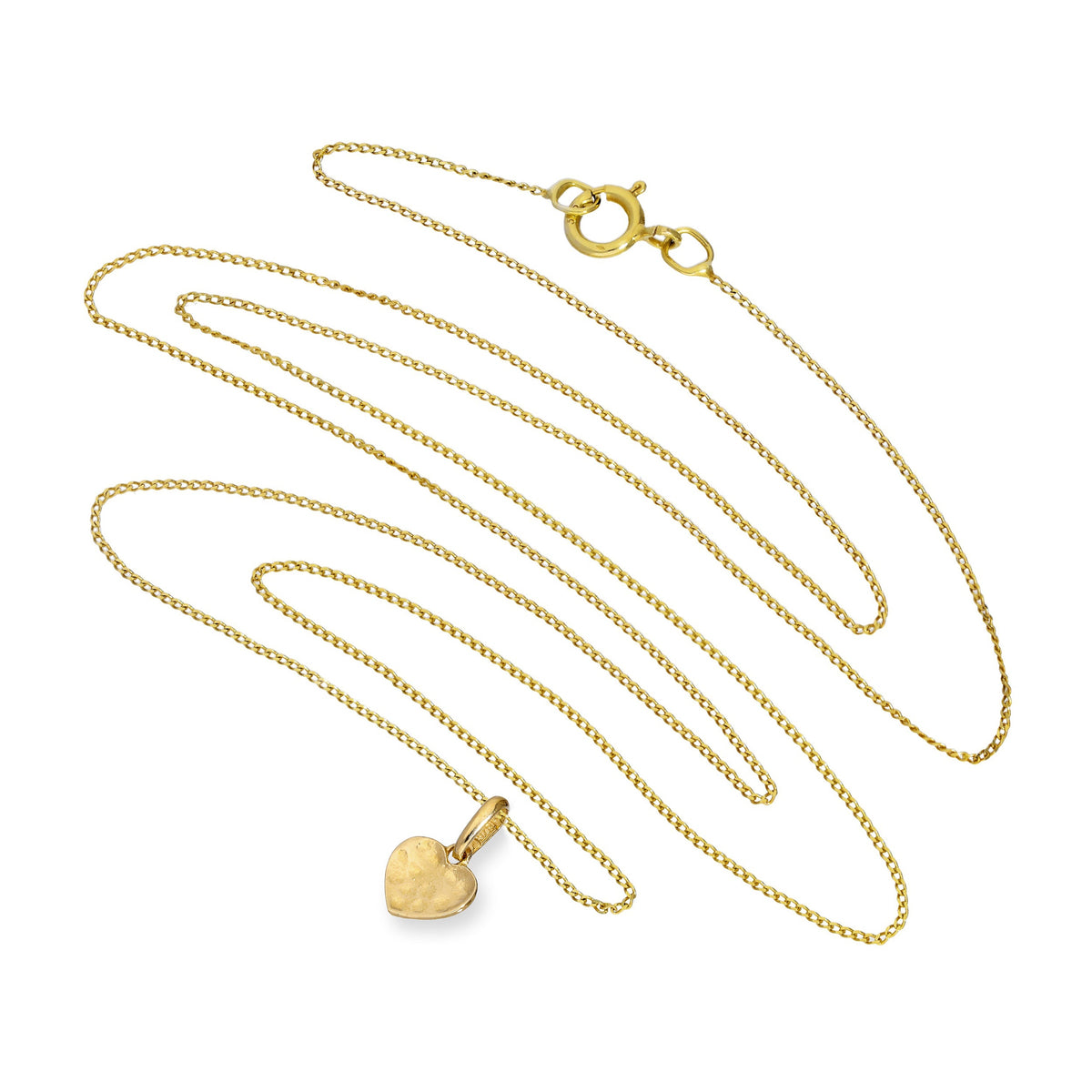 Collier avec pendentif en forme de cœur en or 9 carats avec finition martelée