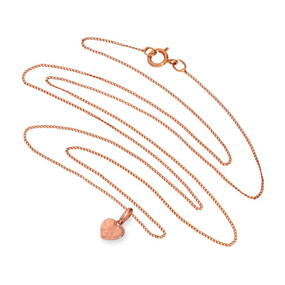 Collier avec pendentif en forme de cœur en or rose 9 carats avec finition martelée