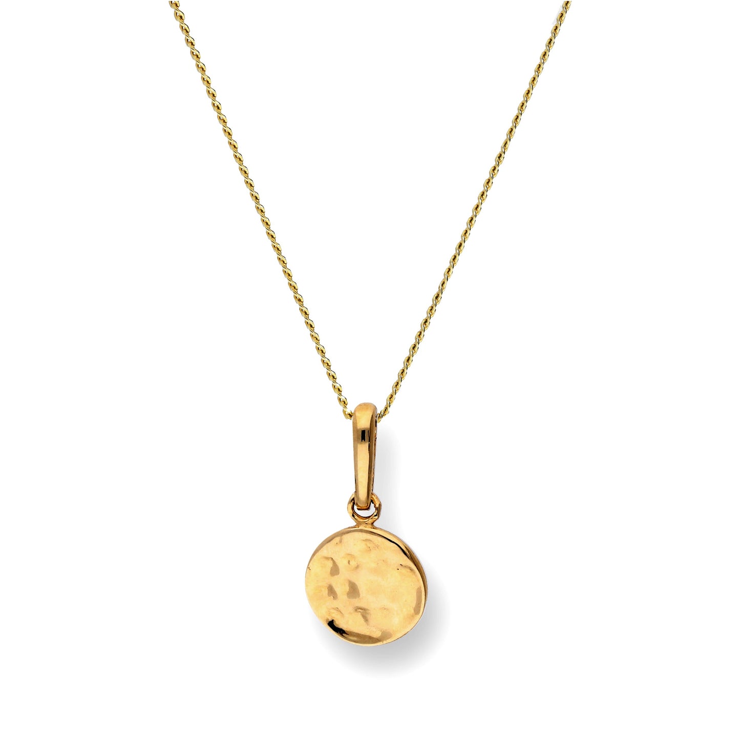 Collier pendentif rond en or 9 carats avec finition martelée